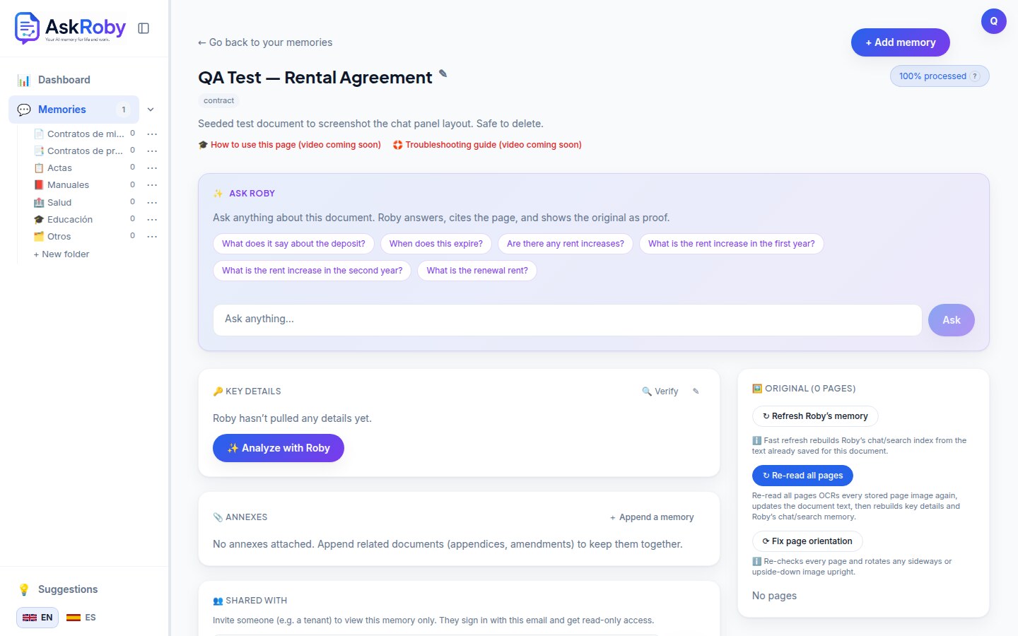 Asking AskRoby a question and getting the answer with the page it came from